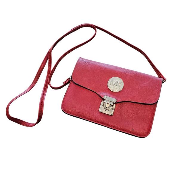 Vintage Y2K Michael Kors Small Red Crossbody Leather Bag Latch Hook - Picture 1 of 4